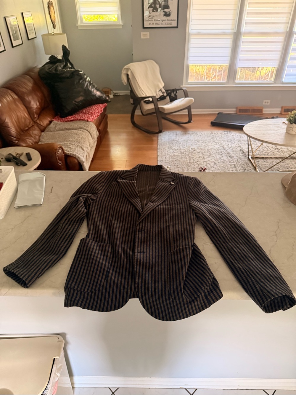 Men's Black & Brown Striped Blazer - Tailored Casual Sport Coat